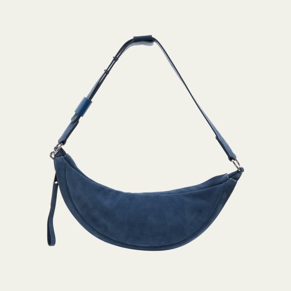 Proenza Schouler Suede Blue Stanton Crescent Shoulder Bag